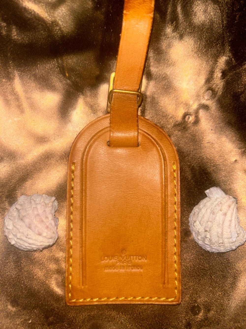 Louis Vuitton vachetta leather luggage tag